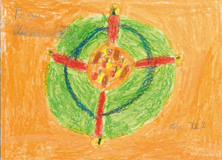 Weihnachts Postkarte - gemalt von Kindern der Grundschule Bernstadt 